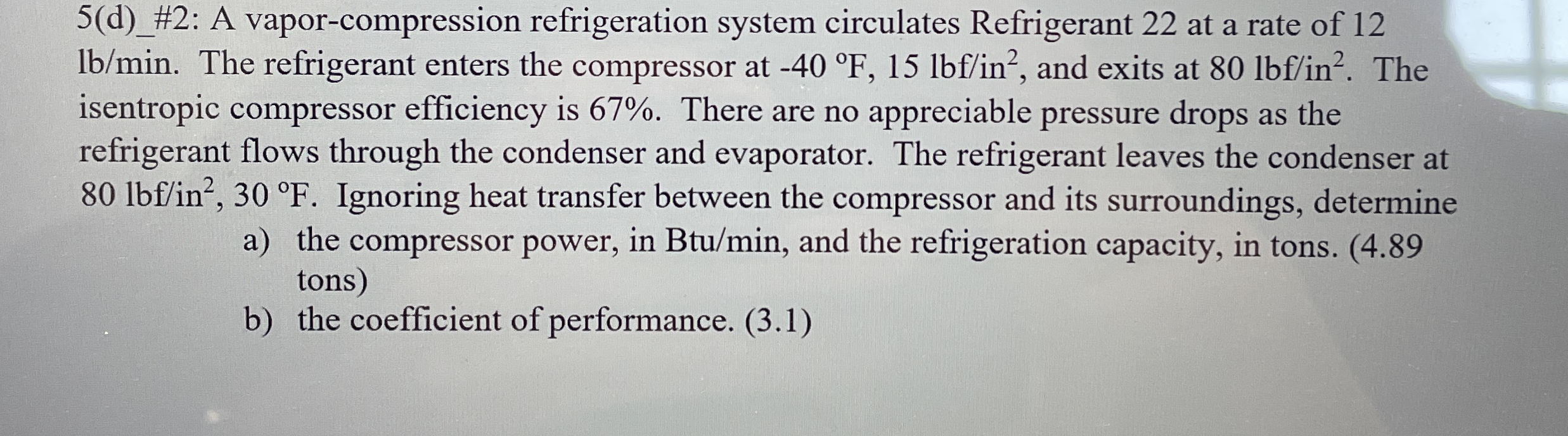 5 ( d ) _ # 2 : A vapor - compression