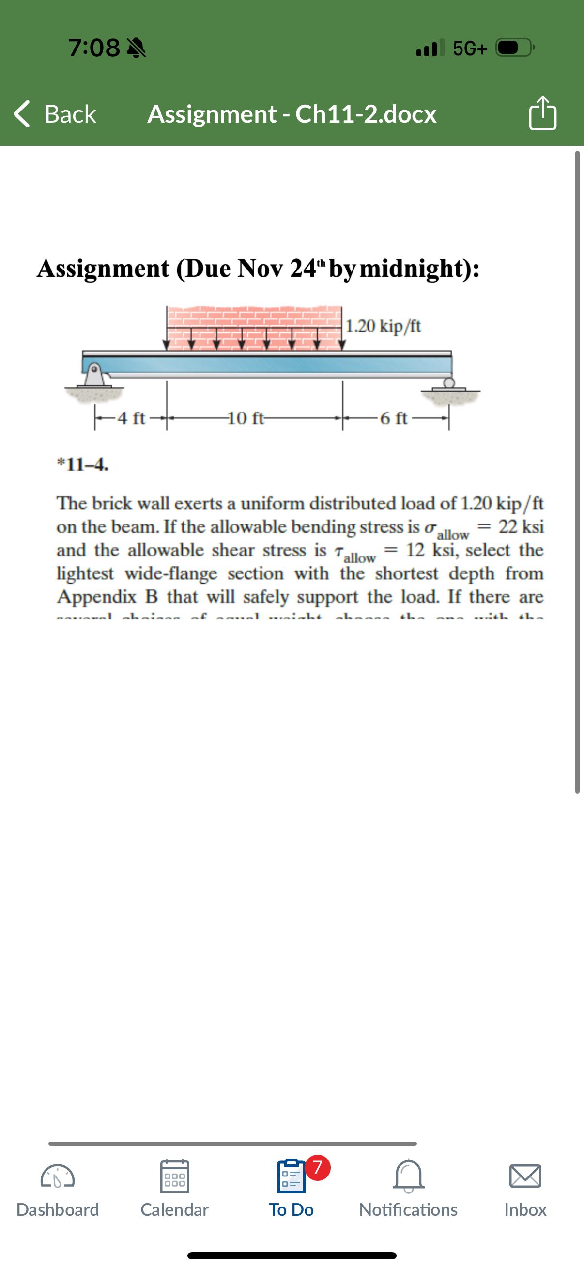 7 : 0 8 . Il 5 G + Back Assignment - Ch 1 1 - 2 .