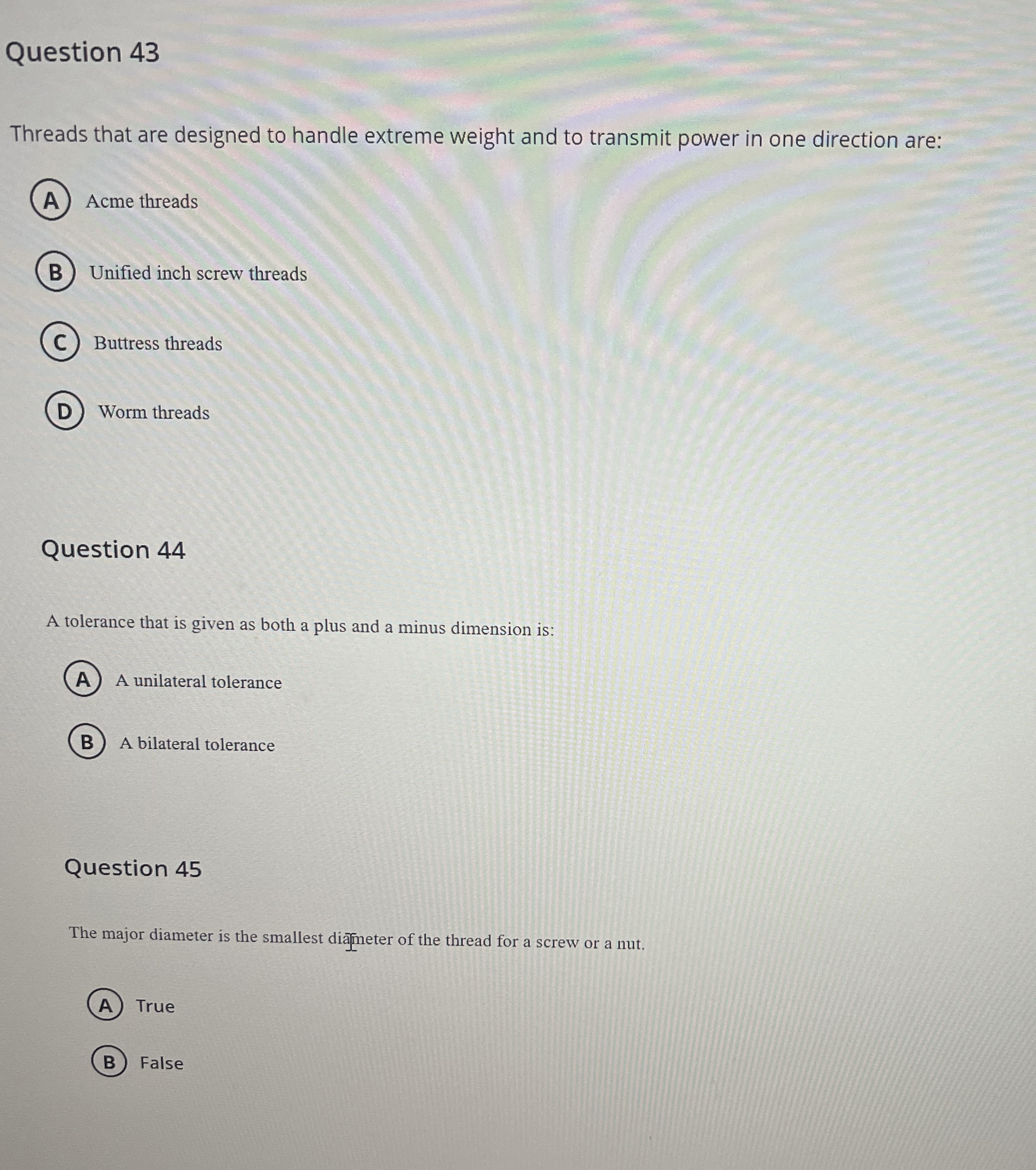 Question 3 7 The symbol O ? in front of a