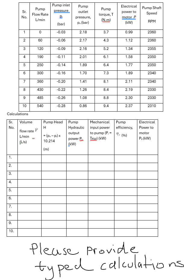 Please provide the calculations for the second