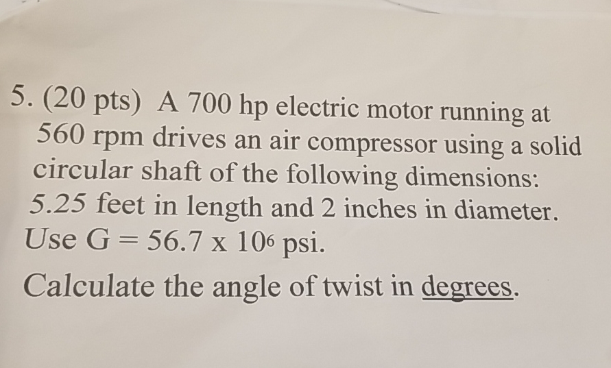 ( 2 0 pts ) A 7 0 0 hp electric motor running at