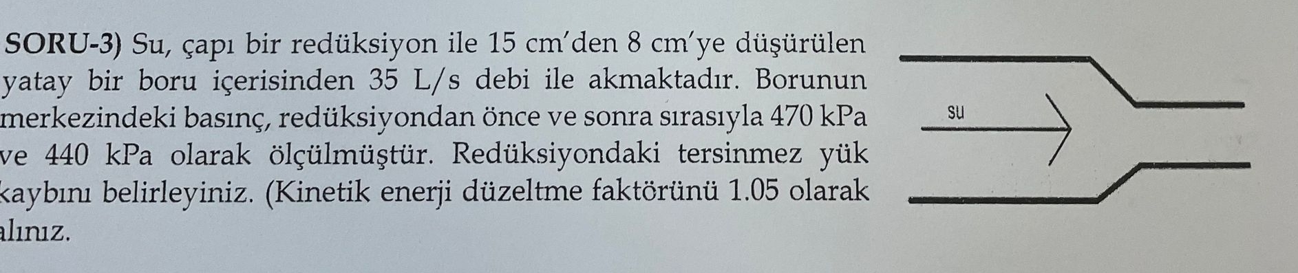 SORU - 3 ) Su , ap bir red ksiyon ile 1 5 c m '