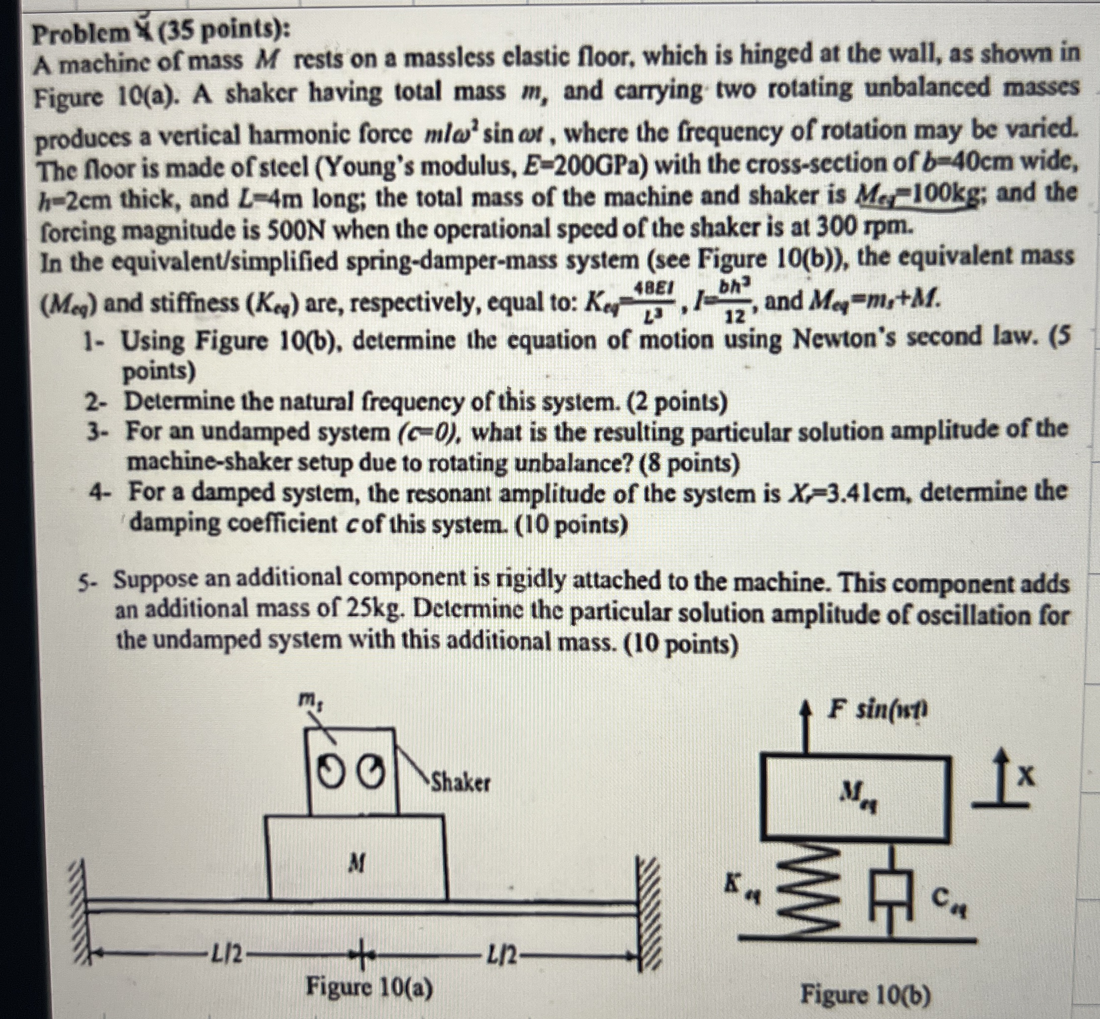 Problem 4 ( 3 5 points ) : A machine of mass M