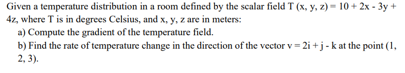 Given a temperature distribution in a room