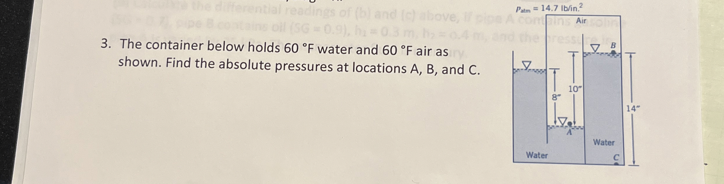The container below holds 6 0 F water and 6 0 F