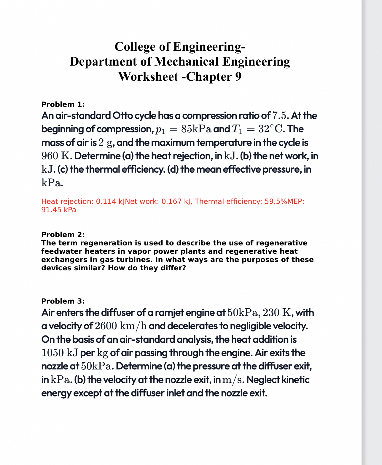 College of Engineering - Department of Mechanical