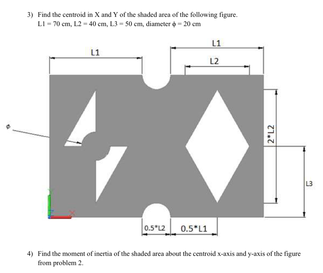 Find the centroid in x and Y of the shaded area