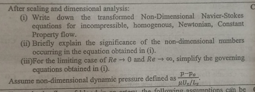 After scaling and dimensional analysis: ( i )