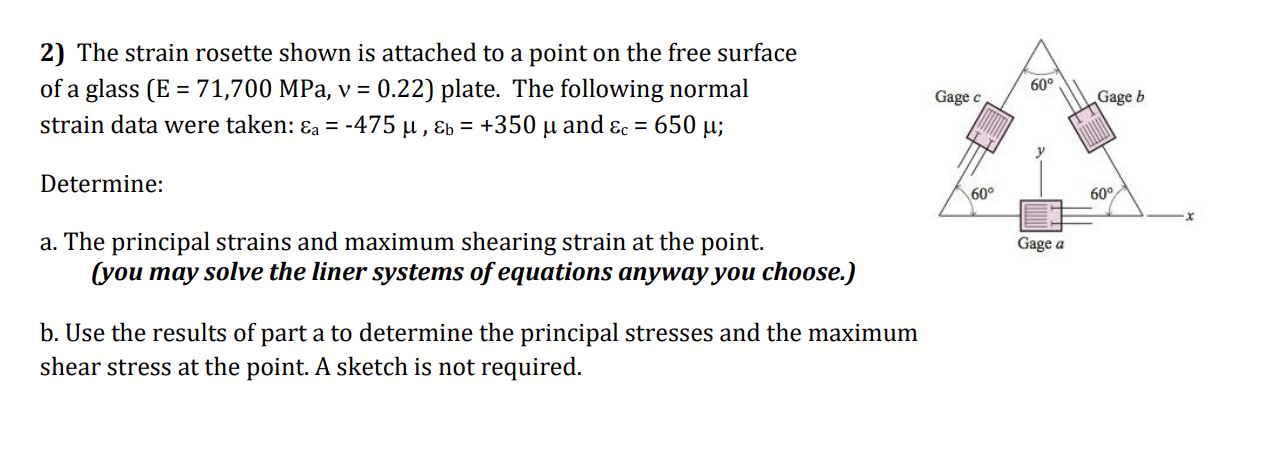 The strain rosette shown is attached to a point