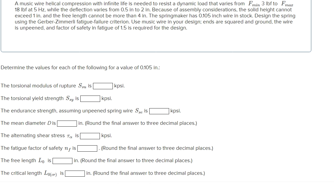 Determine the values for each of the following