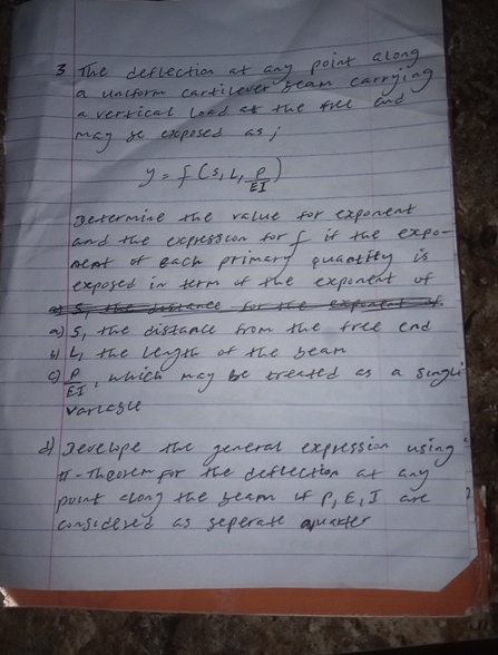 The deflection at any point along a uniform