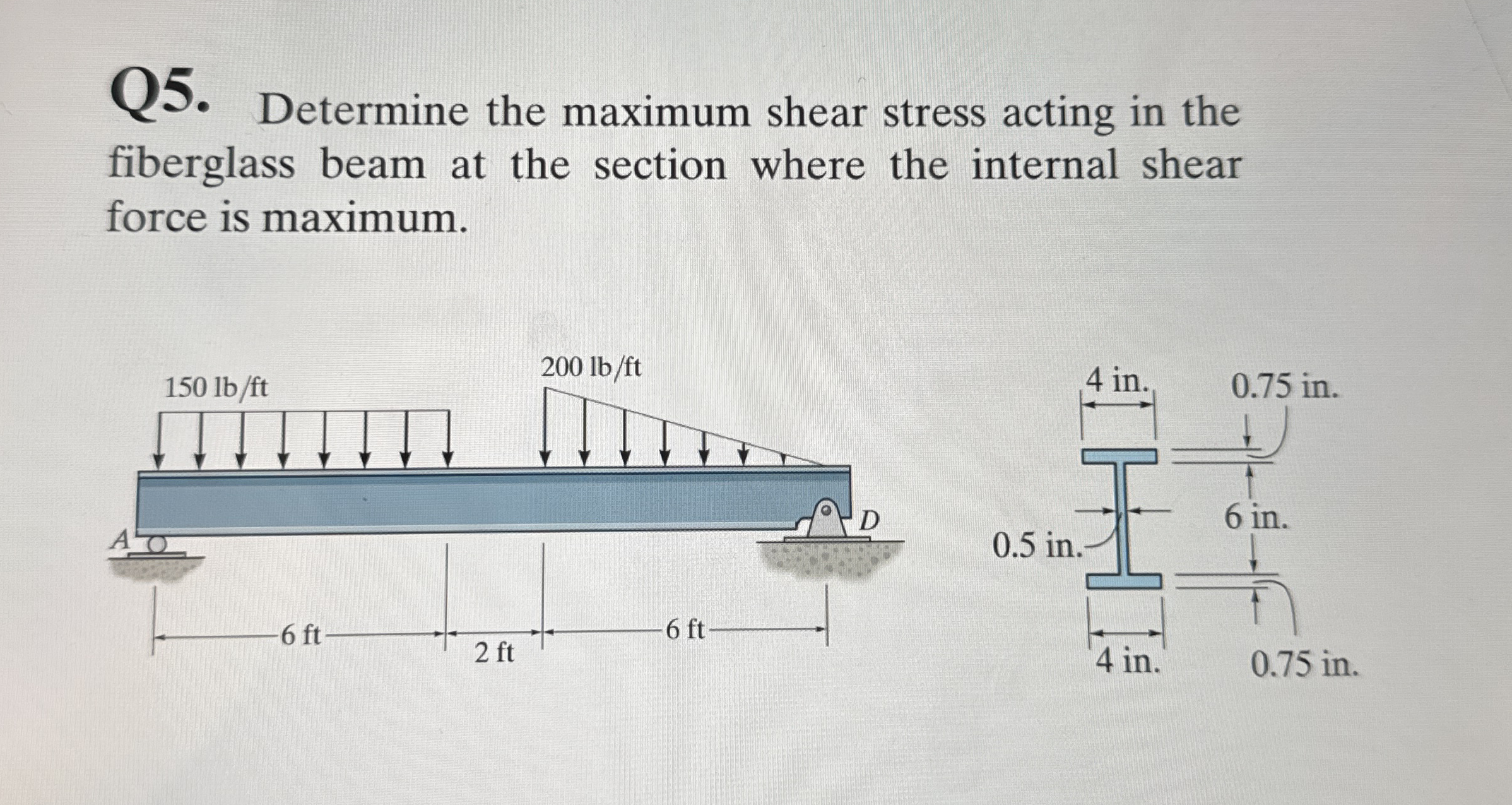 Q 5 . Determine the maximum shear stress acting