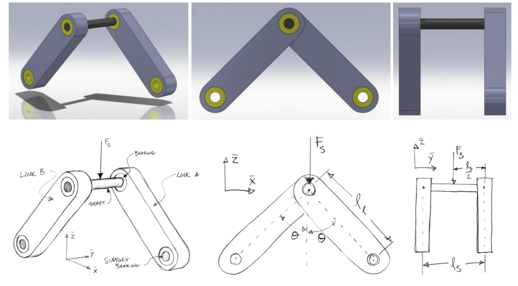 The above images depict a shaft and two links,