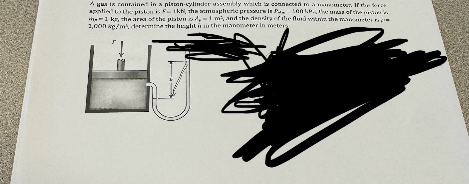 A gas is contained in a piston - cylinder