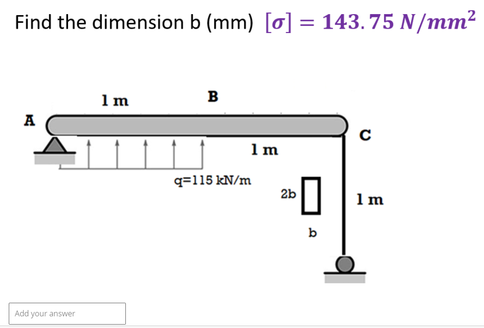 Find the dimension b ( m m ) [ ] = 1 4 3 . 7 5 N