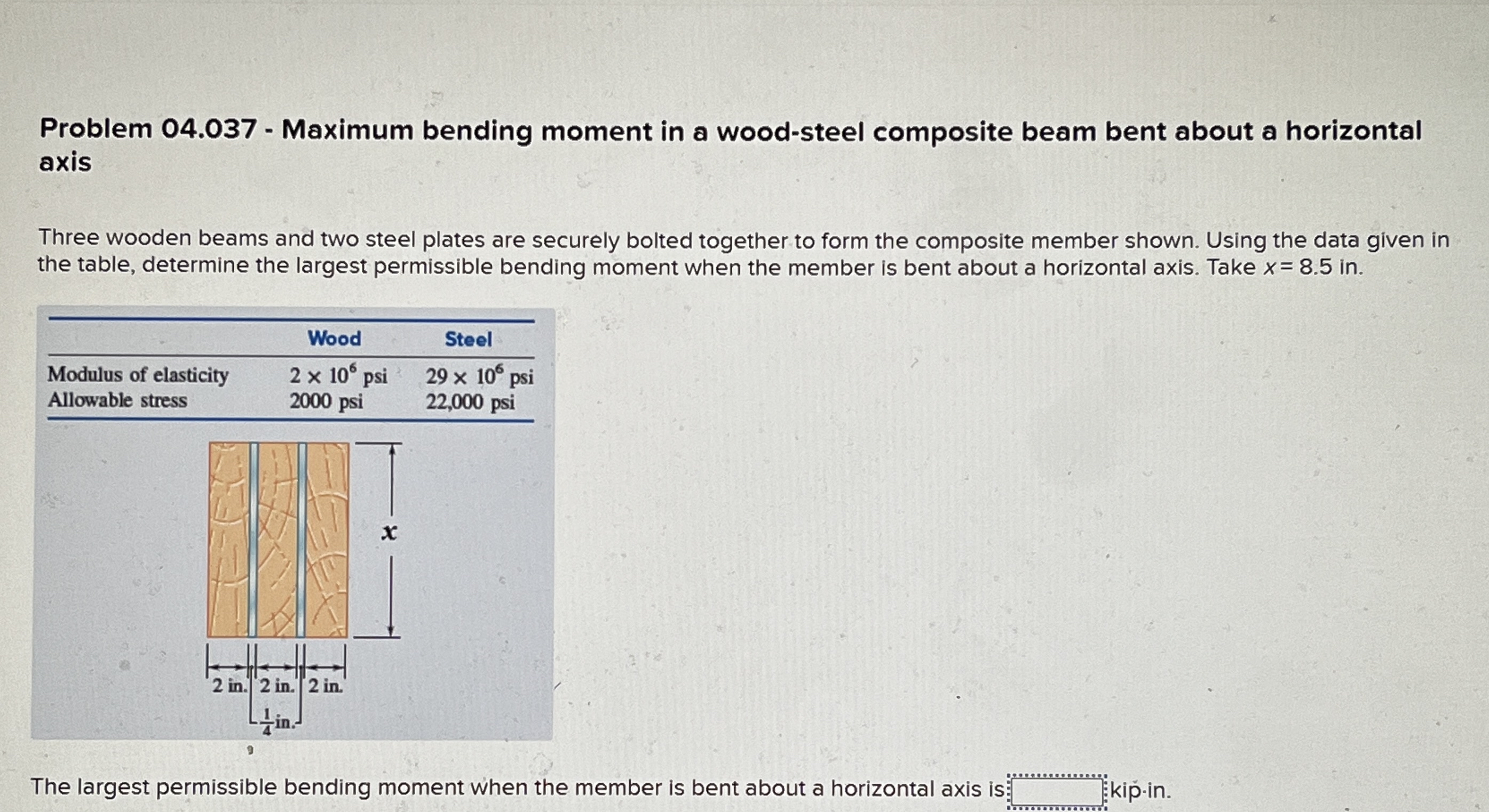 Problem 0 4 . 0 3 7 - Maximum bending moment in a