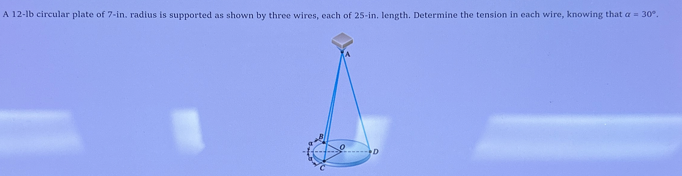 A 1 2 - 1 b circular plate of 7 - in . radius is