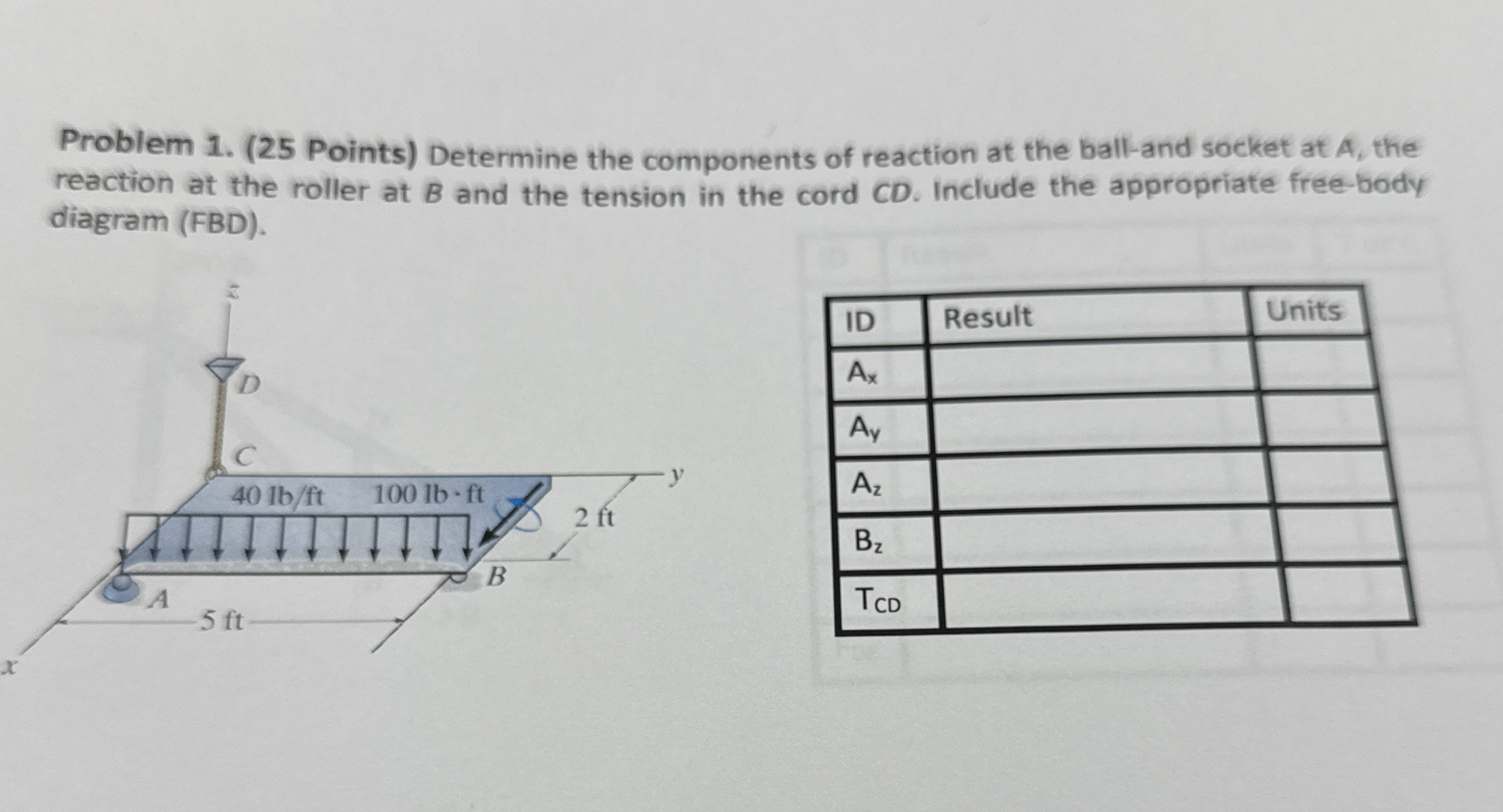 Problem 1 . ( 2 5 Points ) Determine the