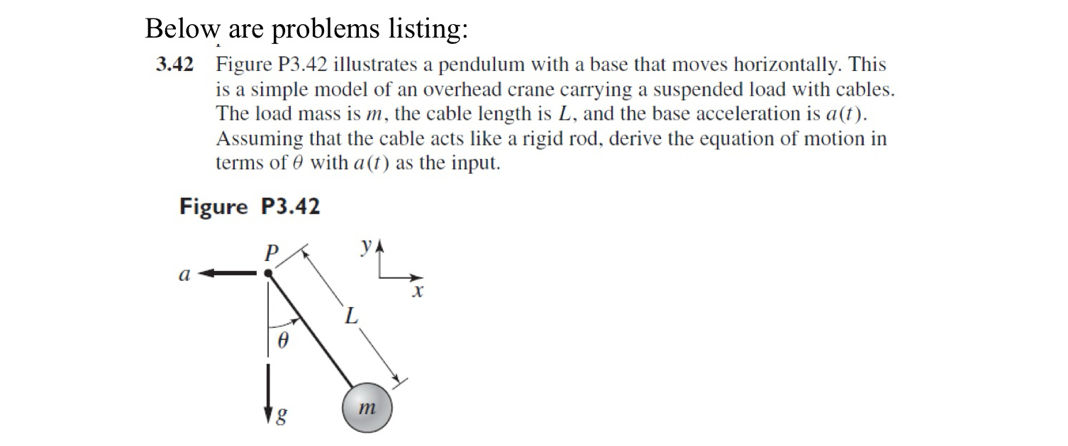 3 . 4 2 Figure P 3 . 4 2 illustrates a pendulum