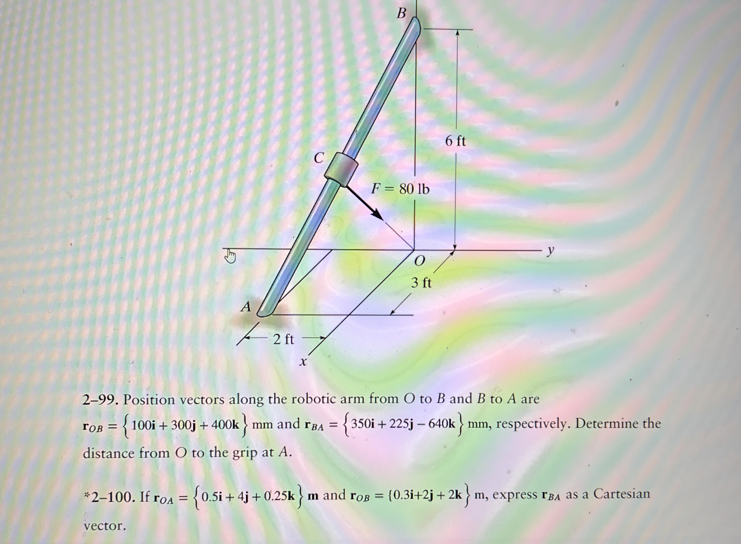 2 - 9 9 . Position vectors along the robotic arm