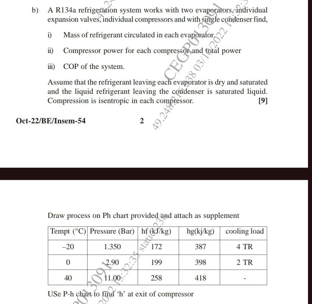 b ) A R 1 3 4 a refrigeration system works with