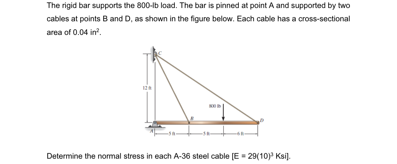 The rigid bar supports the 8 0 0 - lb load. The