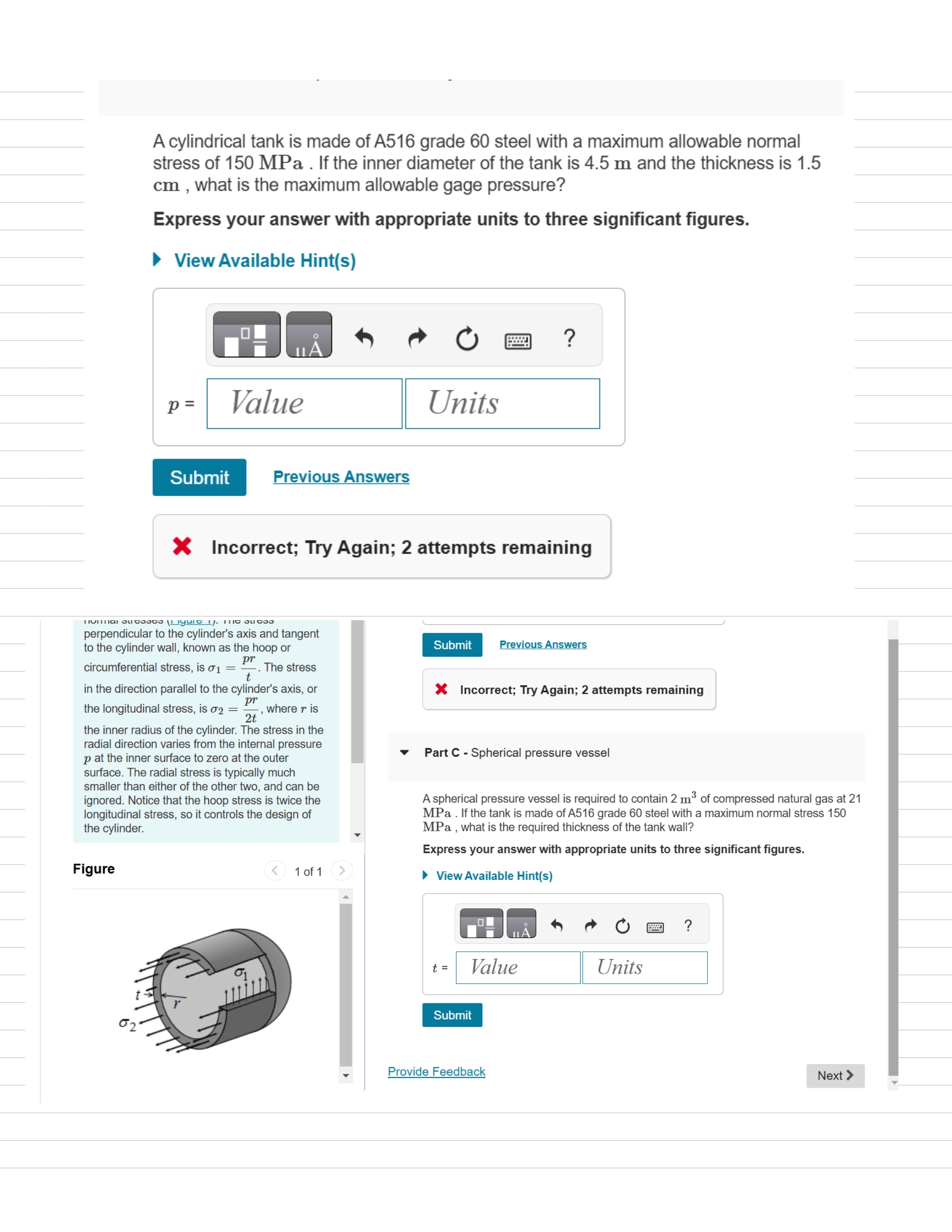 A cylindrical tank is made of A 5 1 6 grade 6 0