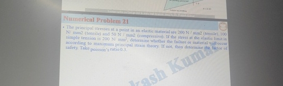 Numerical Problem 2 1 The principal stresses at a
