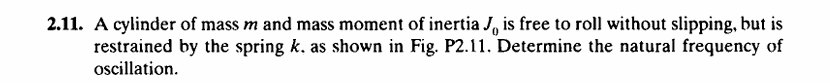 2 . 1 1 . A cylinder of mass m and mass moment of