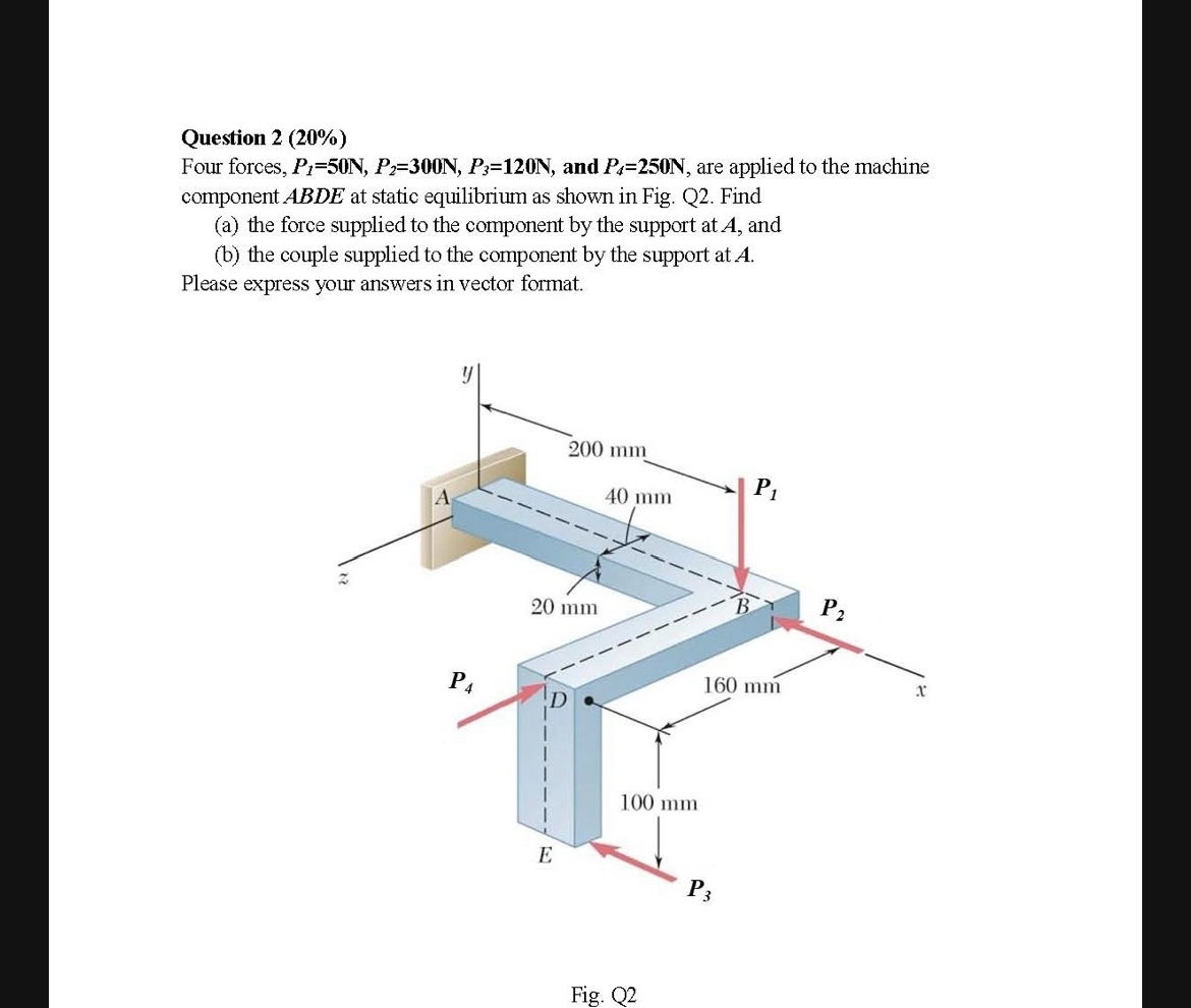 Four forces,P 1 = 5 0 N , P 2 = 3 0 0 N , P 3 = 1