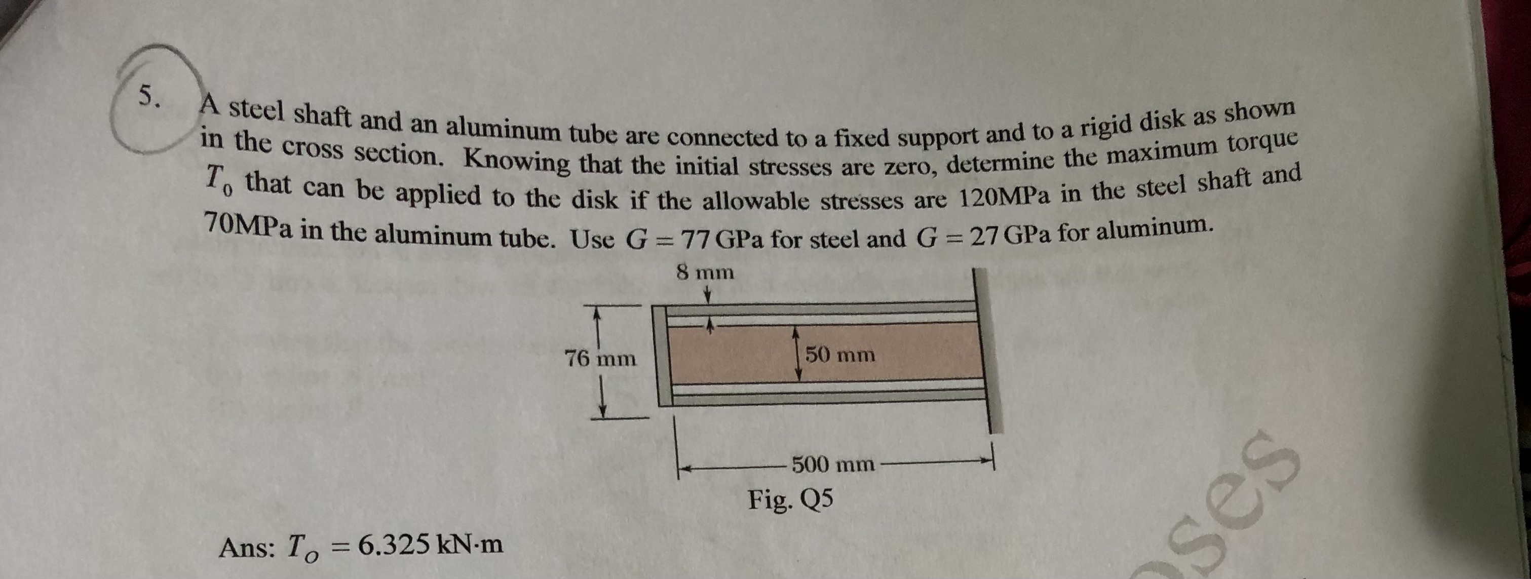 A steel shaft and an aluminum tube are connected