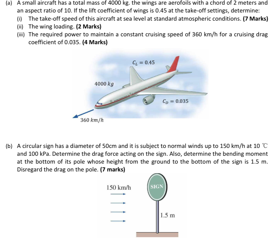 ( a ) A small aircraft has a total mass of 4 0 0