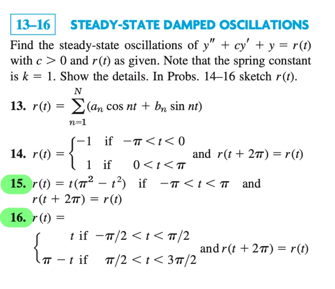 STEADY - STATE DAMPED OSCILLATIONS Find the