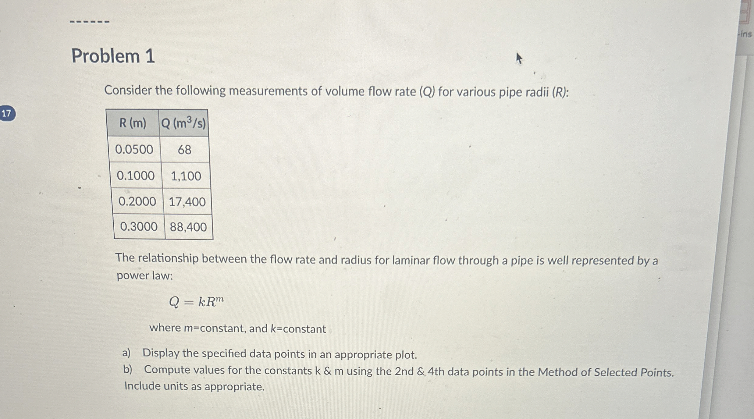 Problem 1 Consider the following measurements of