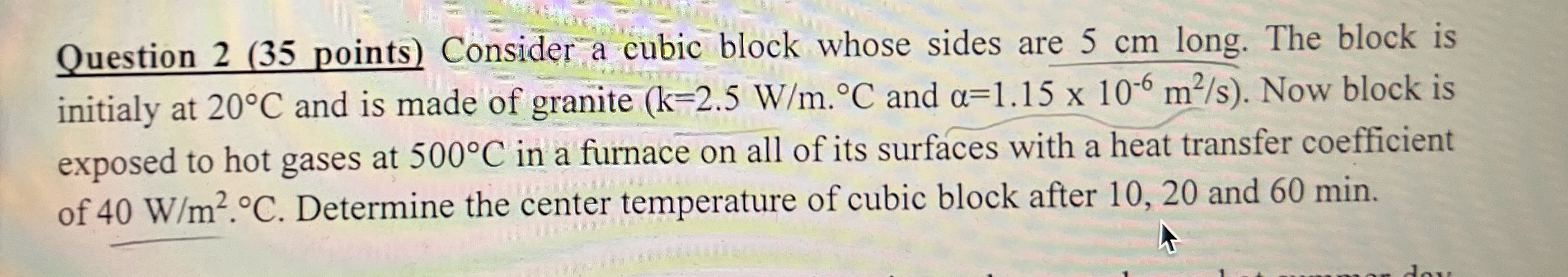 Consider a cubic block whose sides are 5 cm long.