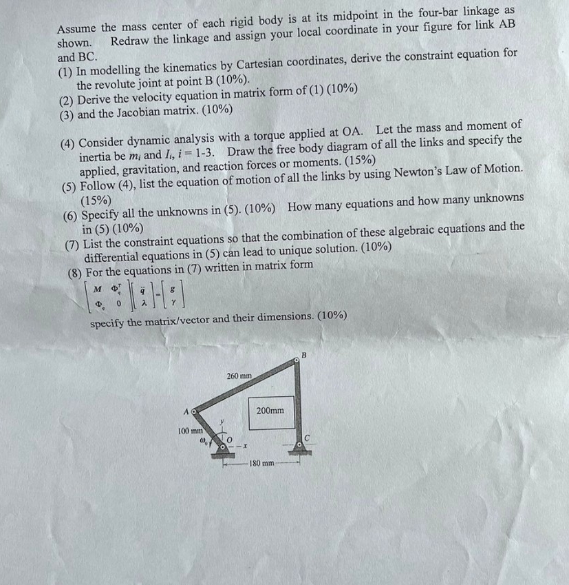 Assume the mass center of each rigid body is at