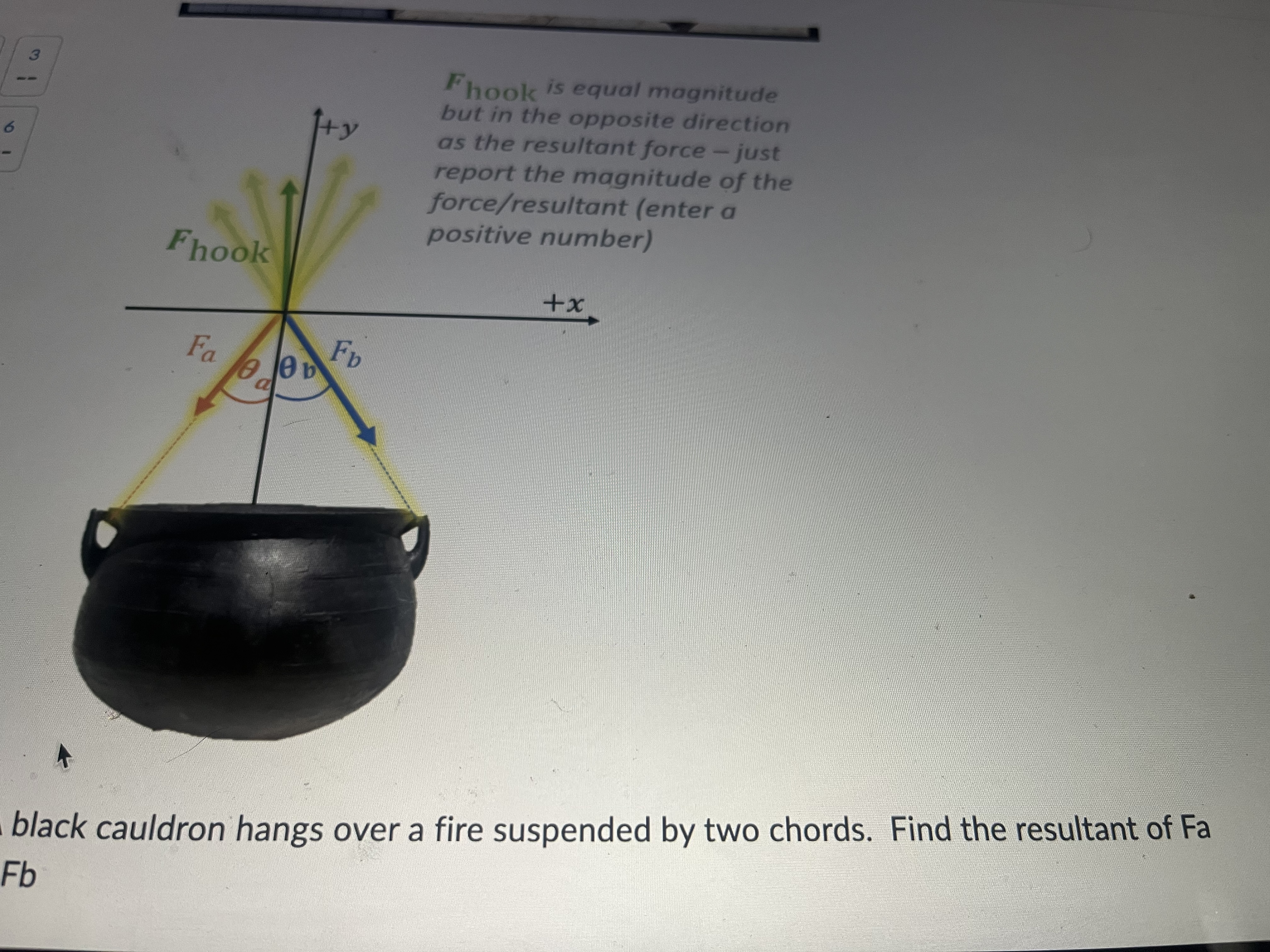 A black cauldron hangs over a fire suspended by