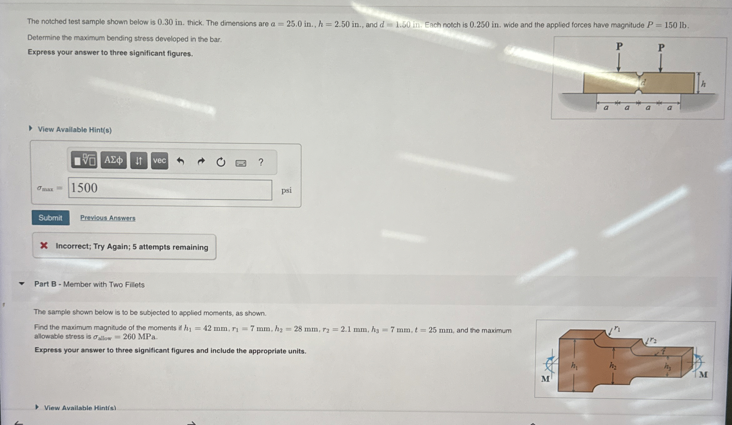 The notched test sample shown below is 0 . 3 0 in