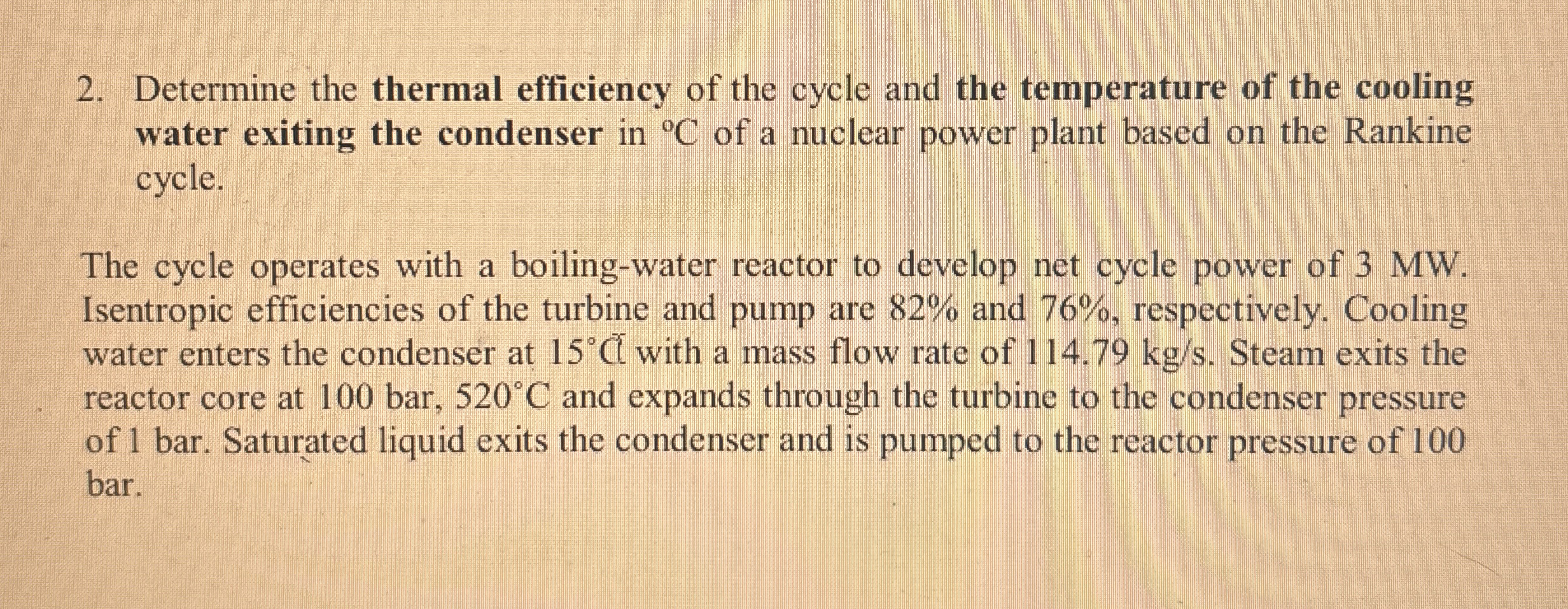 Determine the thermal efficiency of the cycle and