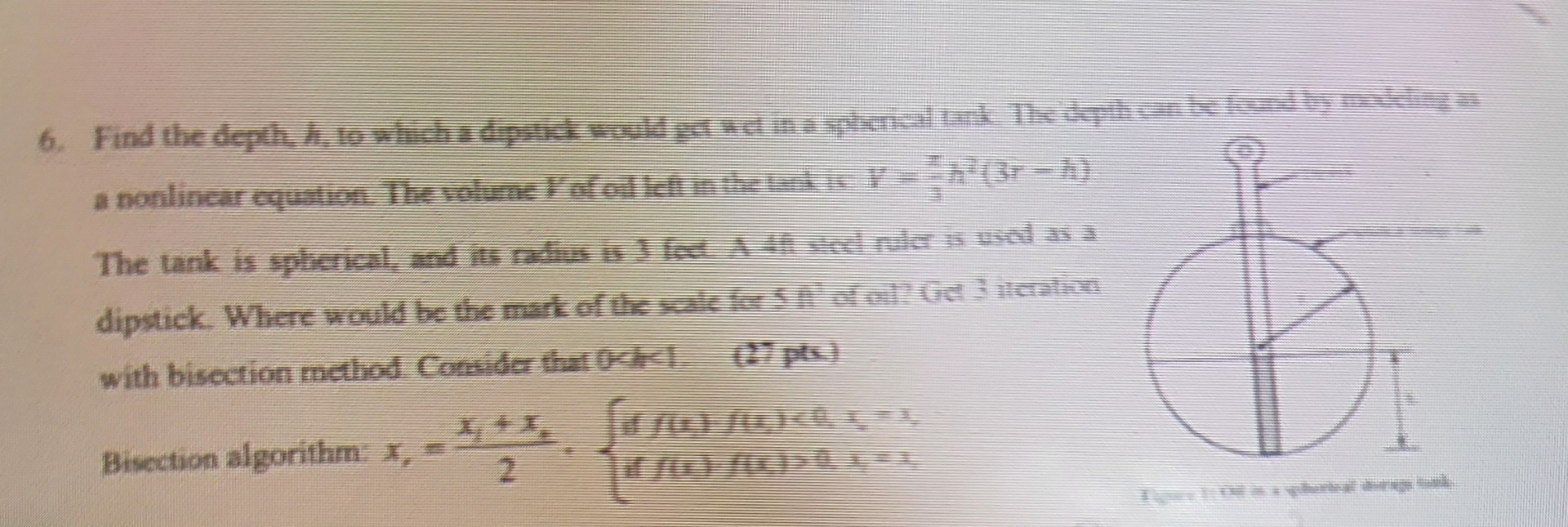 6 . Find the depth. h , to whichdipstick ould get