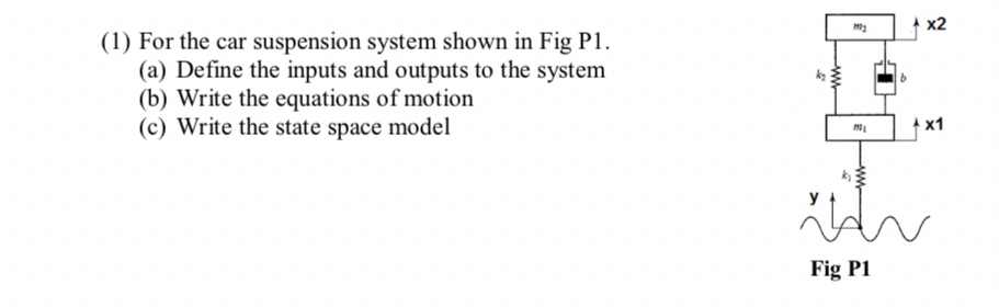 ( 1 ) For the car suspension system shown in Fig