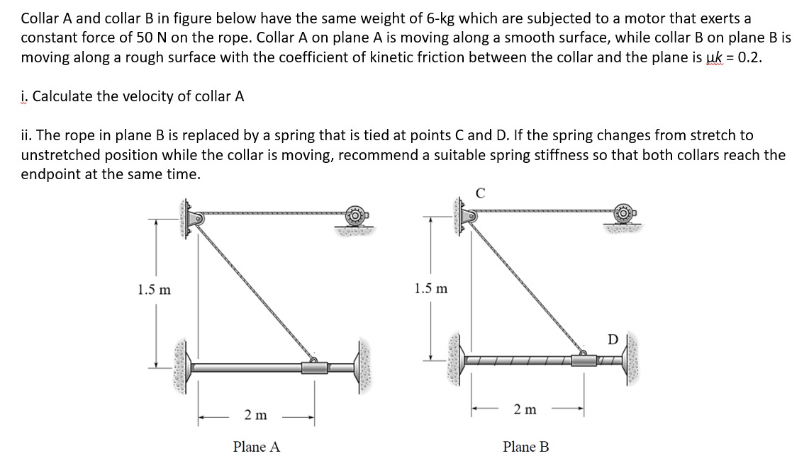 Collar A and collar B in figure below have the