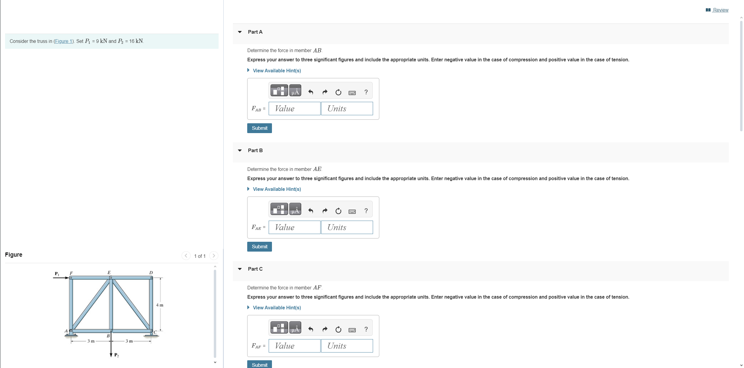 Consider the truss in ( Figure 1 ) . Set \ ( P _