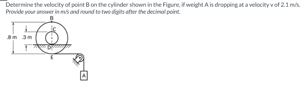 Determine the velocity of point B on the cylinder