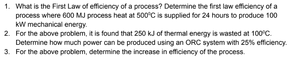 What is the First Law of efficiency of a process?