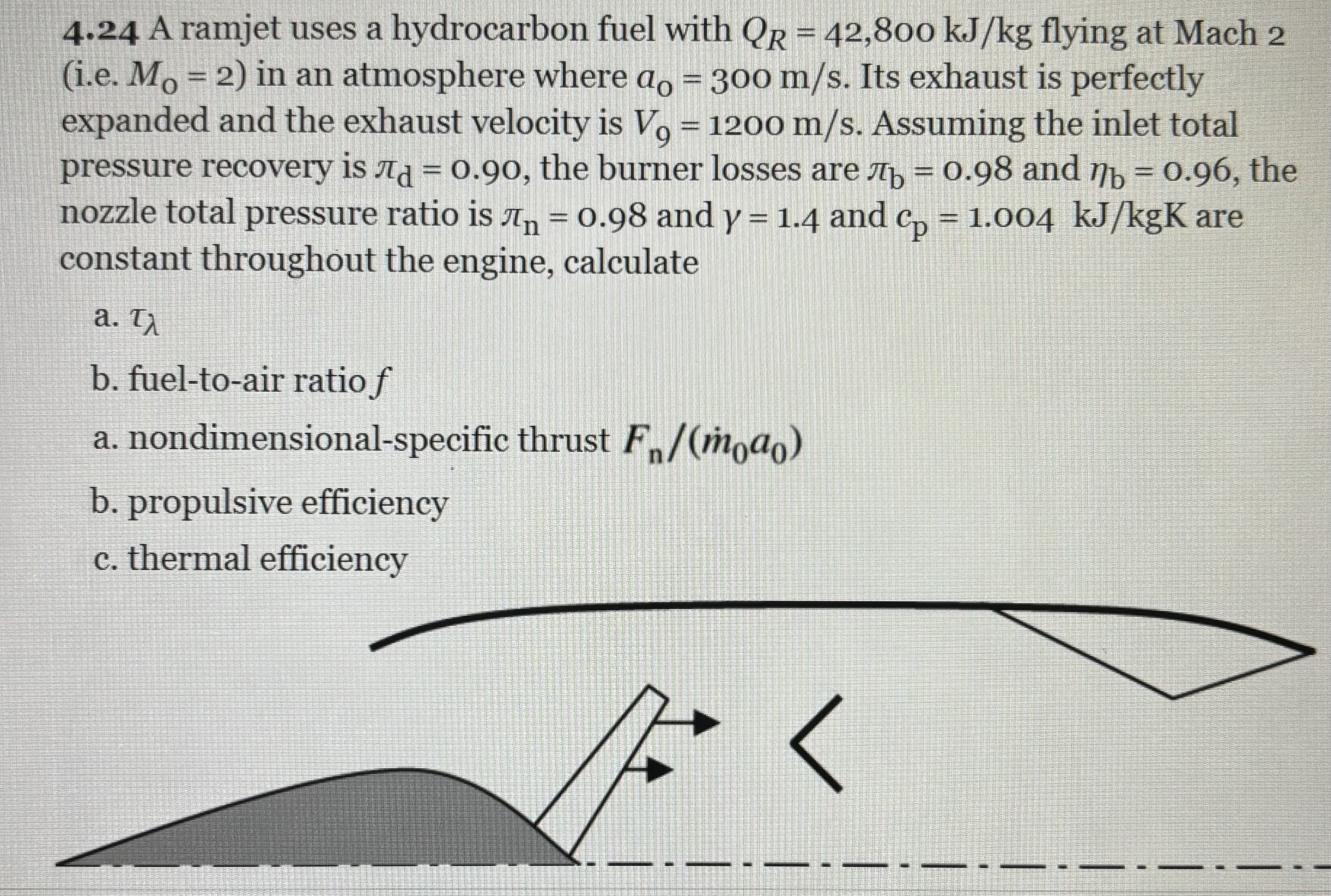 4 . 2 4 A ramjet uses a hydrocarbon fuel with Q R