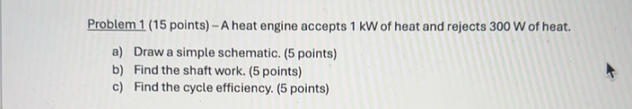 Problem 1 ( 1 5 points ) - A heat engine accepts