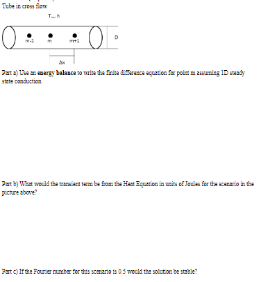 Tube in cross flow T m , h Part a ) Use an energy