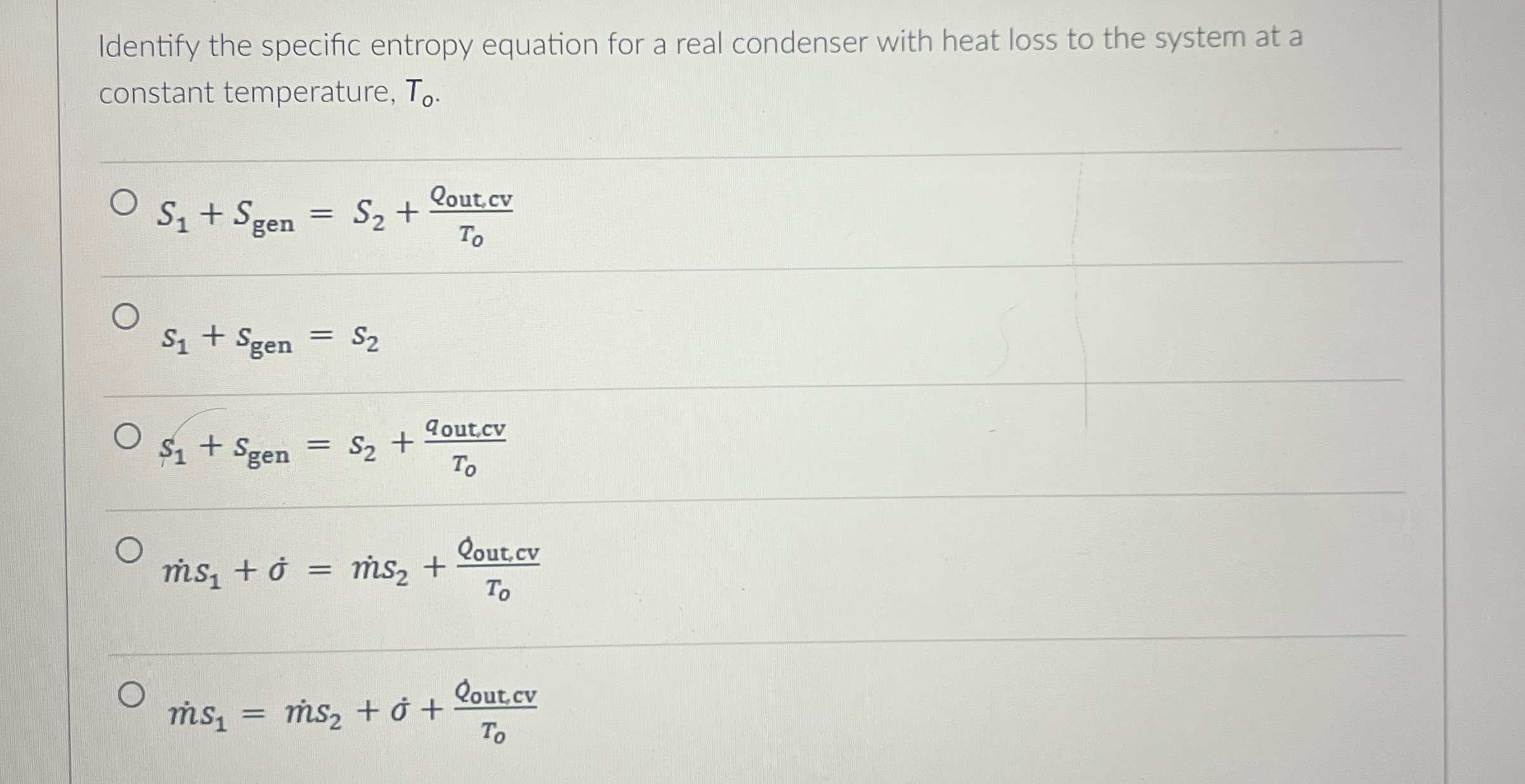 Identify the specific entropy equation for a real