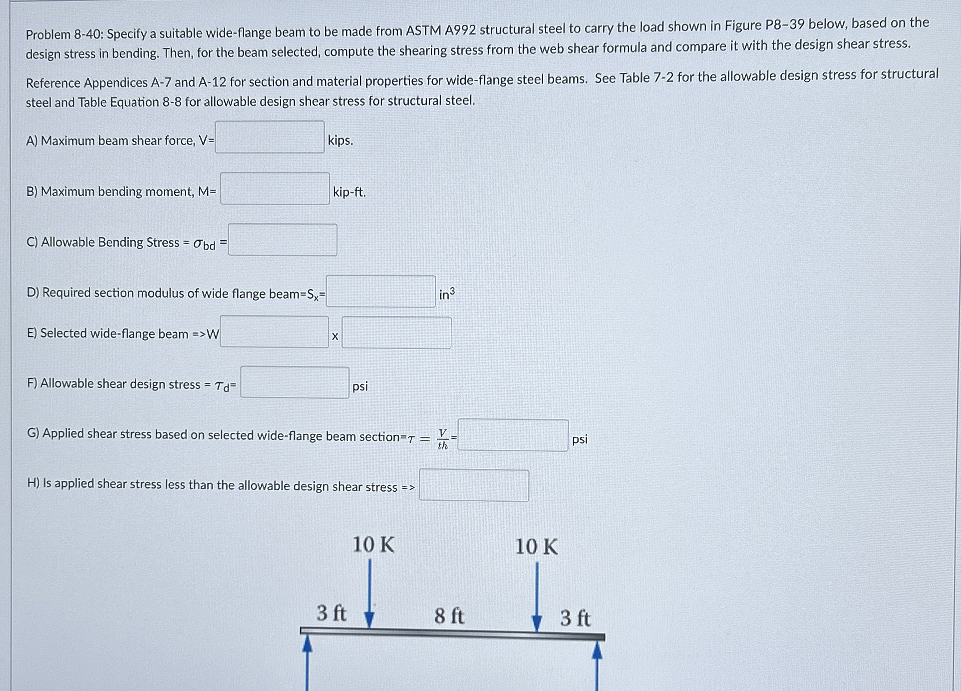 Problem 8 - 4 0 : Specify a suitable wide -